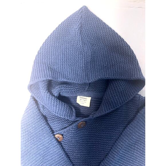 Viverano Organics Hooded Button & Pocket Sweater Knit Baby Jacket Navy 12-18M - Picture 2 of 7